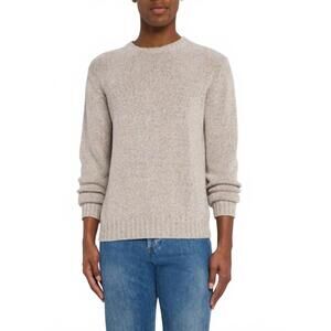 NEW FEDELI linen cashmere crewneck sweater in grey melange
